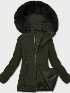 Dámská zimní plus size bunda v khaki barvě s kapucí model 21248361 - S'WEST