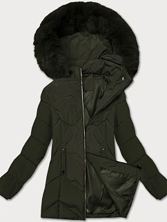 Dámská zimní plus size bunda v khaki barvě s kapucí model 21248361 - S'WEST