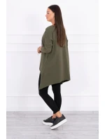 Oversize halenka s model 18743442 potiskem rtů v barvě khaki - K-Fashion Oversize halenka s model 18743442 potiskem rtů v barvě khaki - K-Fashion