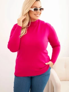 Dámsky sveter v nadmernej veľkosti z viskózy s fuchsiovým rolákom