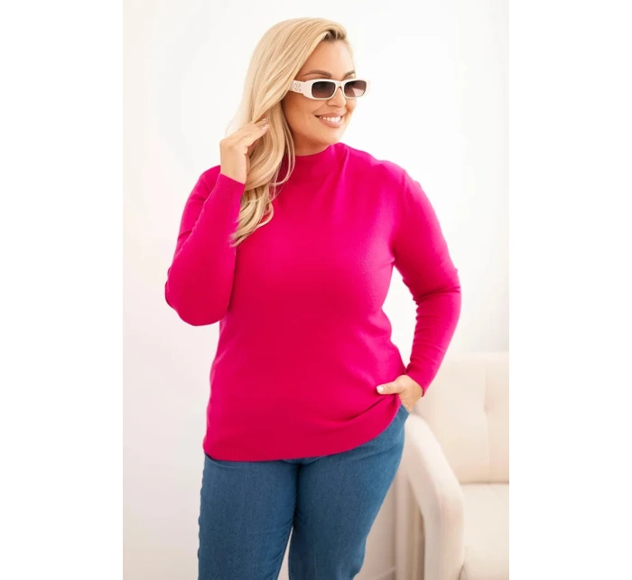 Dámsky sveter v nadmernej veľkosti z viskózy s fuchsiovým rolákom Dámsky sveter v nadmernej veľkosti z viskózy s fuchsiovým rolákom