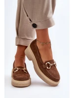 model 21652497 Zamszové Dámské Mokasíny S Ozdobou Hnědé - Zazoo
