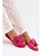 Dámské ploché nazouváky s ozdobnými květinami Fuksie Elzoria