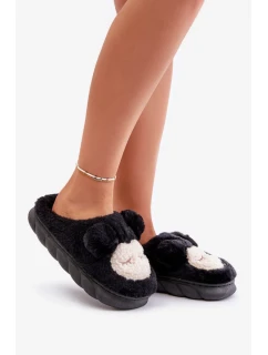 Teplé dámske čierne papuče s kožušinou Jozelinetta