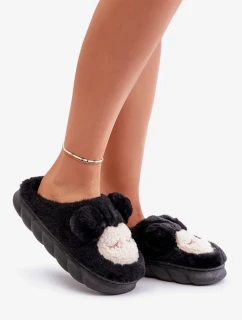 Teplé dámske čierne papuče s kožušinou Jozelinetta