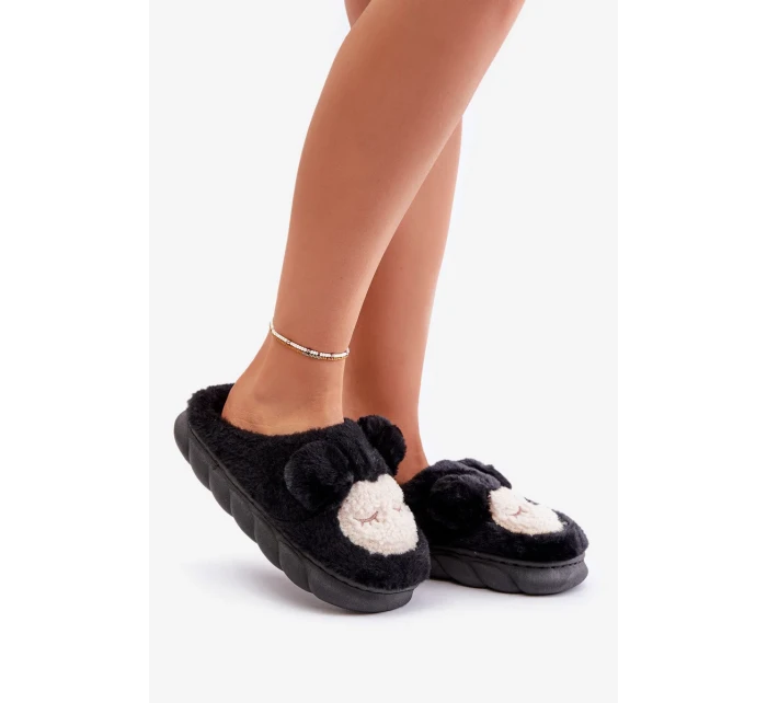 Teplé dámske čierne papuče s kožušinou Jozelinetta Teplé dámske čierne papuče s kožušinou Jozelinetta