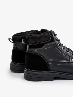 Zateplené pánske trapery z eko kože Black Venredia