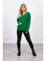 Svetr model 21764628 s výstřihem do V zelený - Kesi Svetr model 21764628 s výstřihem do V zelený - Kesi