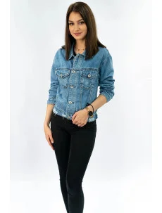 Svetlo modrá krátka dámska džínsová bunda (SF355 #)