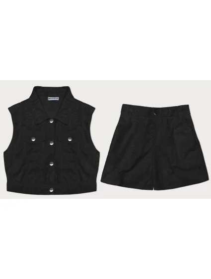 Černý letní komplet vesta a krátké šortky model 20122848 - MADE IN ITALY Černý letní komplet vesta a krátké šortky model 20122848 - MADE IN ITALY