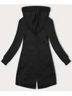 Dlouhá dámská rozepínací mikina v grafitové barvě s kapucí model 20829951 - LHD