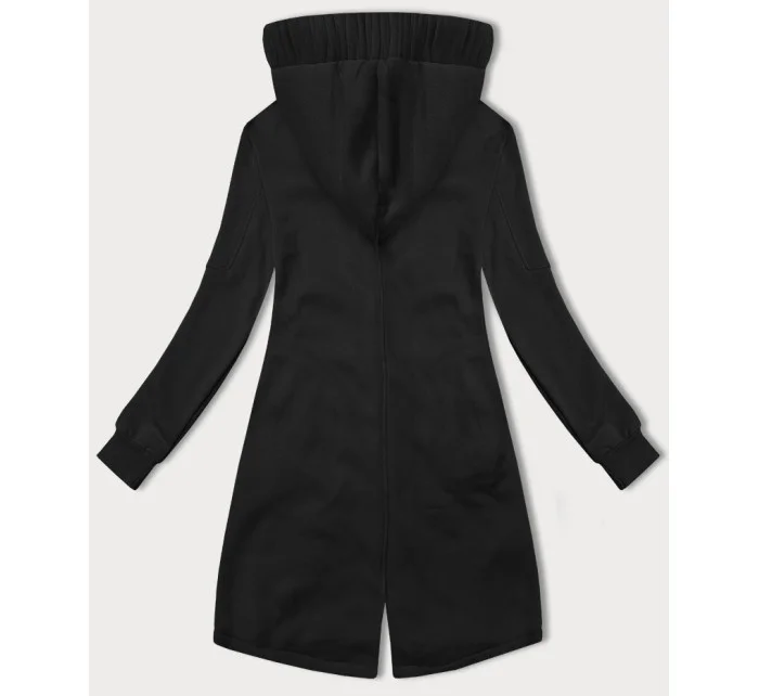 Dlouhá dámská rozepínací mikina v grafitové barvě s kapucí model 20829951 - LHD