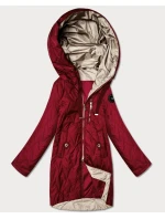 Dámska prešívaná bunda s asymetrickou spodnou časťou Goodlookin tmavo červená (B8592-27)