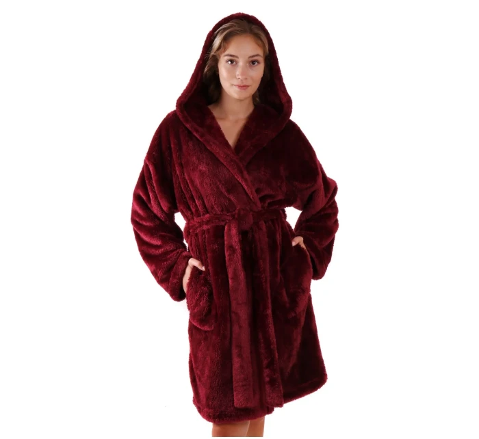 Dámsky župan Lilly extra s kapucňou 3/4 jedna veľkosť 3320 bordová - Vestis