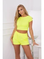 Bavlnená súprava so šortkami žltá neónová