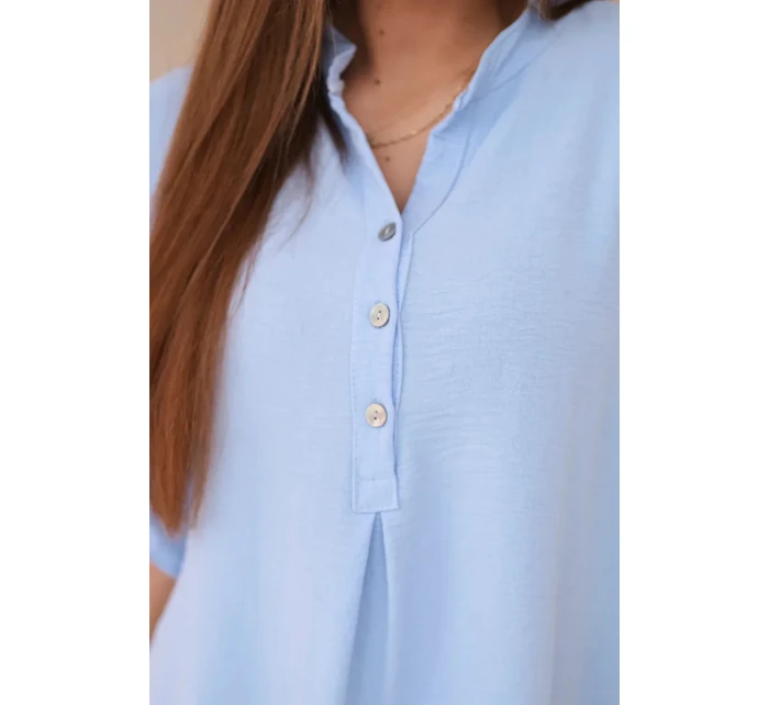 Blúzka s predĺženým zadným dielom modrá