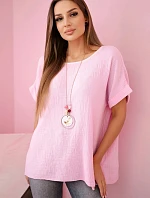 Mušelínová blúzka s náhrdelníkom candy pink