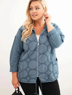 Dámske Plus veľkosť bavlnené Zip-up mikina Denim Blue