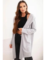 Dámska bavlnená mikina s kapucňou a predĺženou prednou časťou sivá