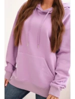 Dámska mikina s kapucňou a klokaním vreckom z bavlny fialovej farby