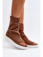 Hnědé Dámské Sandály Zamszové Svrchní model 21652349 - Zazoo Hnědé Dámské Sandály Zamszové Svrchní model 21652349 - Zazoo