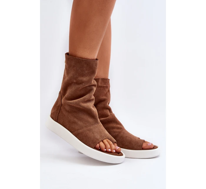 Hnědé Dámské Sandály Zamszové Svrchní model 21652349 - Zazoo Hnědé Dámské Sandály Zamszové Svrchní model 21652349 - Zazoo