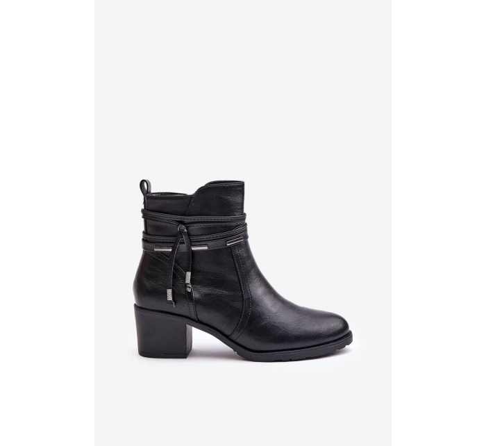 Dámské boty na podpatku z podšívkou černé model 21672432 - Boto