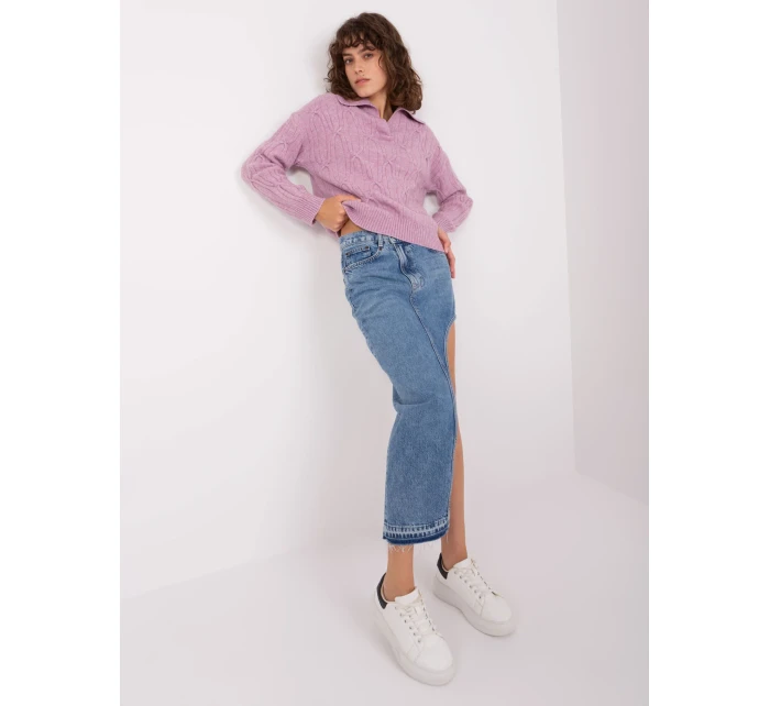 Sweter AT SW jasny fioletowy model 19018547 - FPrice Sweter AT SW jasny fioletowy model 19018547 - FPrice