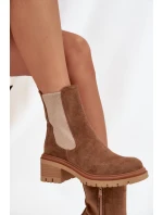 Dámske členkové topánky Zoralia na klinčeku - tmavo béžové