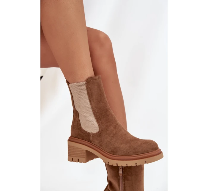 Dámske členkové topánky Zoralia na klinčeku - tmavo béžové