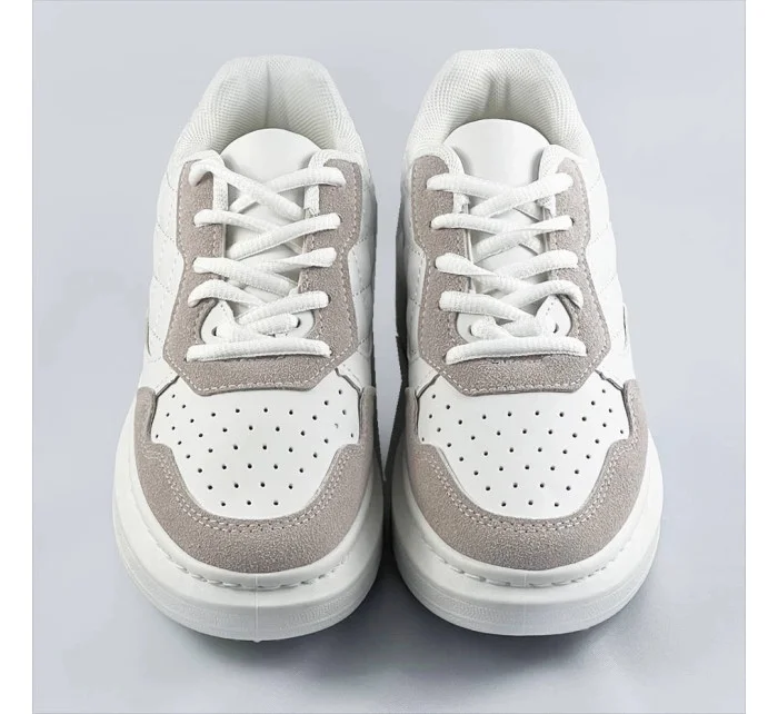 Bielo-béžové dámske šnurovacie športové poltopánky (RC-50) Bielo-béžové dámske šnurovacie športové poltopánky (RC-50)