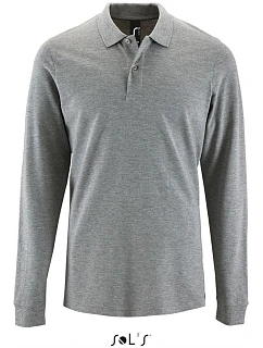 SOL'S Perfect LSL Men Pánske polo s dlhým rukávom z piké 25.2087 šedá melírovaná