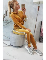 Velúrová súprava s ozdobnými stuhami horčicová Velúrová súprava s ozdobnými stuhami horčicová