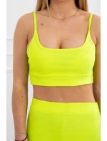 Súprava s nohavicami s vysokým pásom žltej neónovej farby