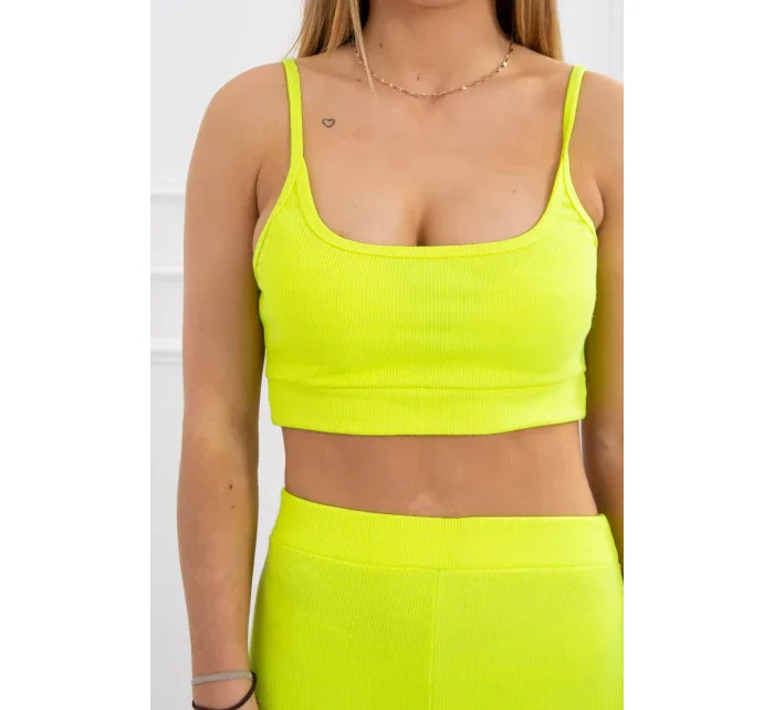 Súprava s nohavicami s vysokým pásom žltej neónovej farby