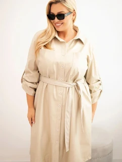 Dámská z Plus Size s páskem a límečkem model 21397679 - K-Fashion