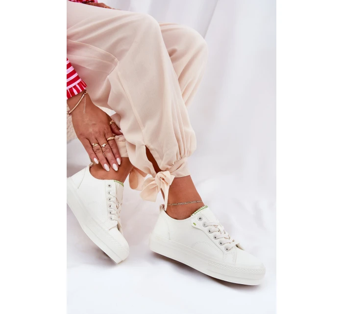 Trampki Damskie Na Platformie Z Eko Skóry Big Star RR274A295 Białe