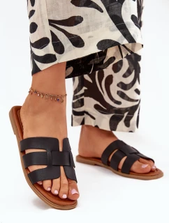 Klapki Damskie Na Płaskim Obcasie Czarne Mirona