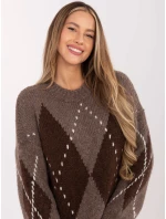 Sweter MI SW model 21782618 ciemny bezowy - FPrice Sweter MI SW model 21782618 ciemny bezowy - FPrice