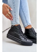 Zateplené dámske tenisky na platforme Black Zateplené dámske tenisky na platforme Black