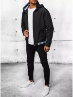 Pánska prechodná bunda s kapucňou čierna FashionStreet TX4378