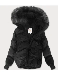 Černá dámská manšestrová bunda s kapucí model 22017377 - Libland