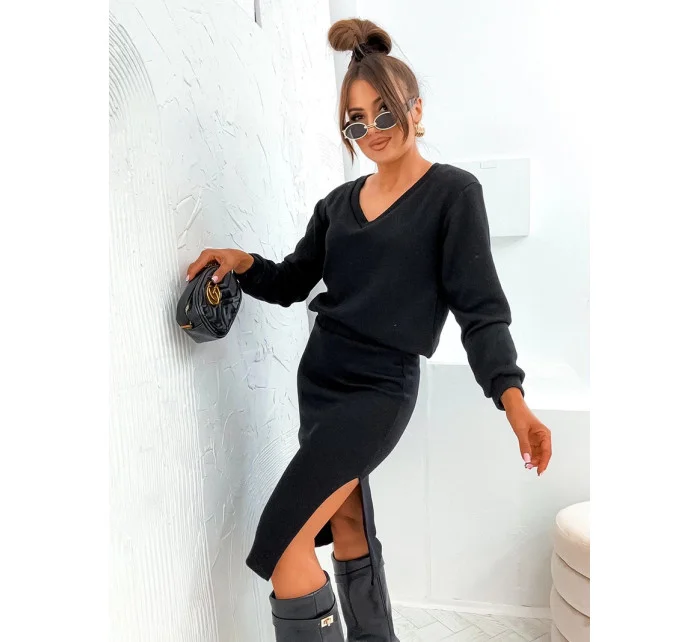 Černý dámský úpletový komplet se sukní model 20524285 - Moon