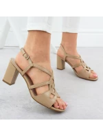 Béžové dámské sandály na jehlovém podpatku Sergio model 21904870 - LEONE