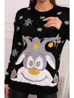 Vianočný sveter so sobom čierny