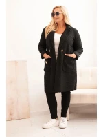 Dámský kabát Plus Size z  s kapsami černý model 21297072 - K-Fashion