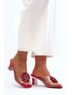 sandály na sloupku s ozdobou fuchsie model 21631213 - S.Barski