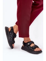 Damskie Sandały Z Ozdobnymi Detalami Na Rzepy Czarne Zoliner Damskie Sandały Z Ozdobnymi Detalami Na Rzepy Czarne Zoliner