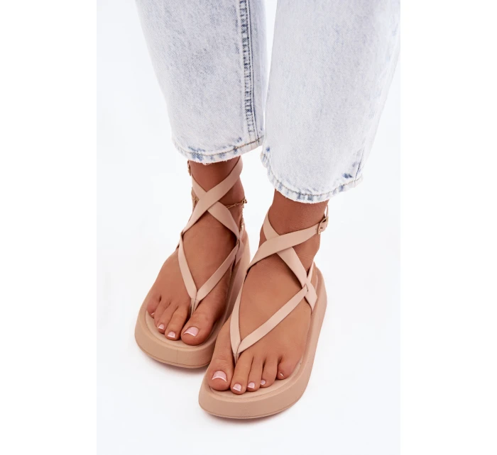 Dámské sandály na platformě Béžové model 22038413 - Boto