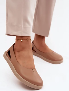 Kožené baleríny Barefoot Zazoo 10217 Cappucino